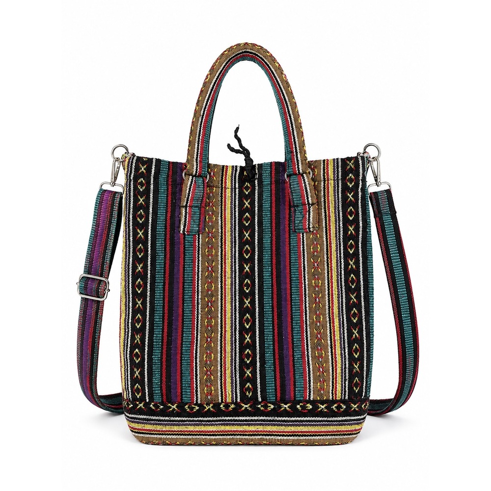 Lakhay's Collection Vintage Y2K Woven Cotton Boho Nepali Crossbody Tote Bag